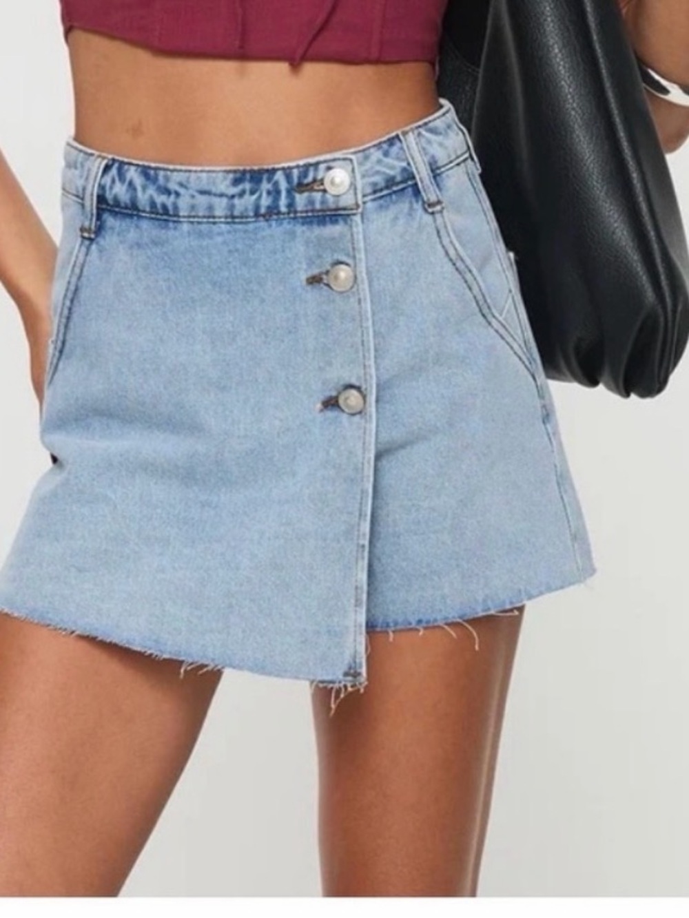 Princess Polly Light Denim Mini Skort